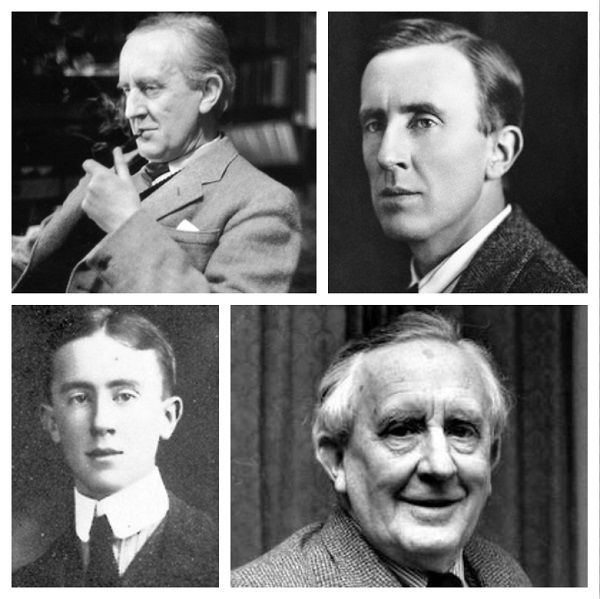 Showing The Hobbit Book author, J. R. R. Tolkien in different ages.